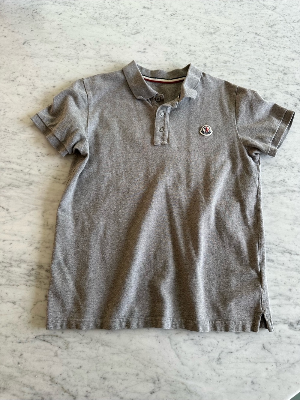 Moncler Gray Boys Polo with Chest Logo